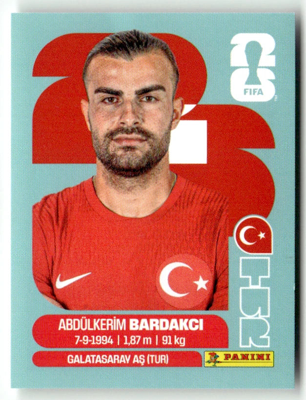 TUR 5 Abdulkerim Bardakci - Sticker autocollant Panini Coupe du Monde FIFA 2026 Turquie - Pièce détachée
