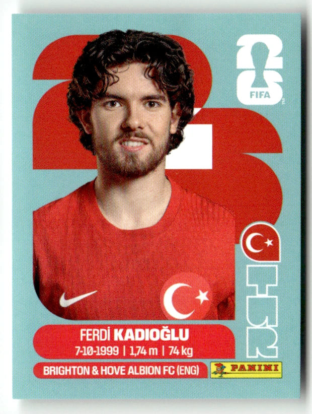 TUR 8 Ferdi Kadioglu - Sticker autocollant Panini Coupe du Monde FIFA 2026 Turquie - Pièce détachée