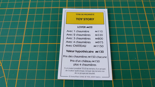 Titre de Propriété Toy Story pièce détachée jeu de société Monopoly Disney éditions Hasbro #B94