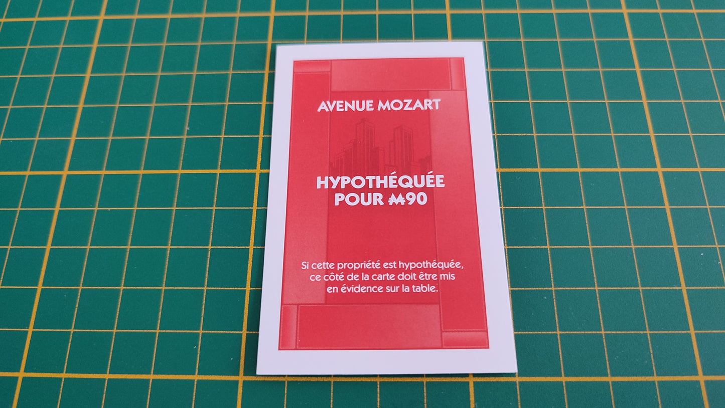 Titre de propriété Avenue Mozart pièce détachée jeu de société Monopoly parties rapides Hasbro #C25