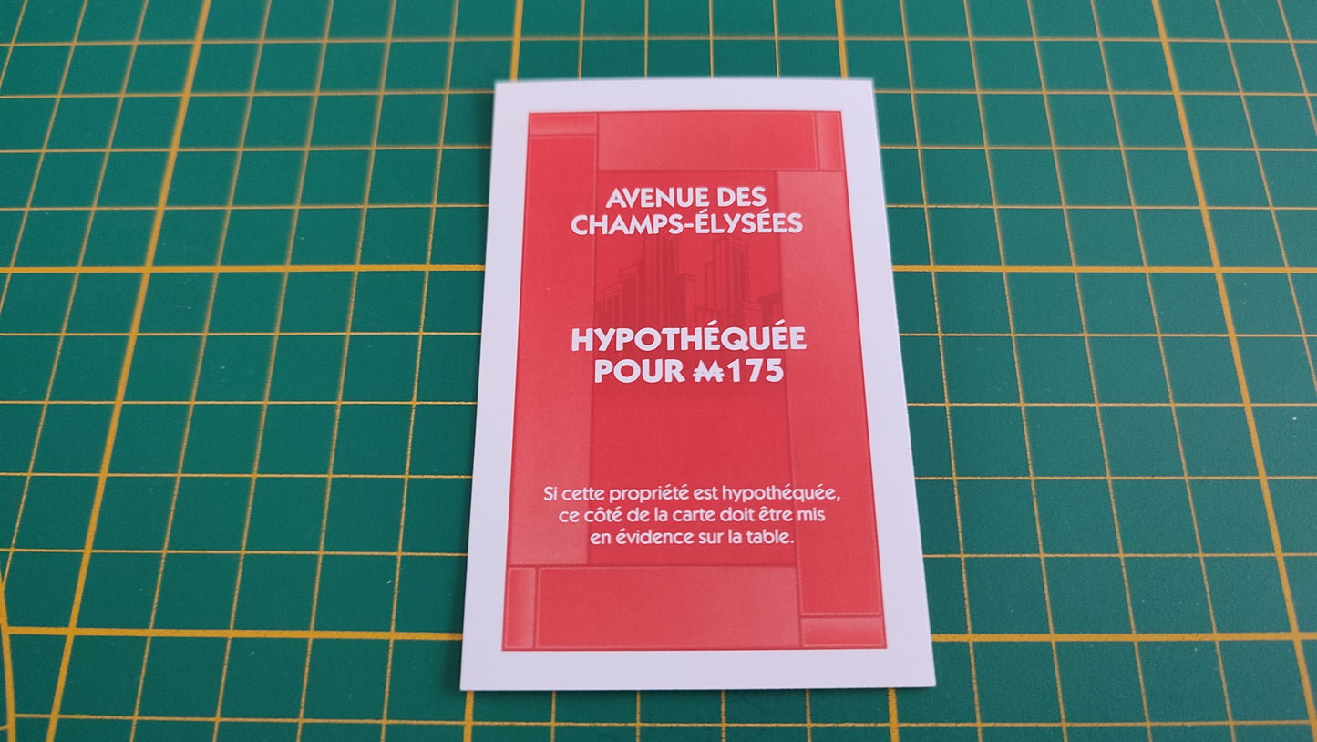 Titre de propriété Avenue des Champs-Elysées pièce détachée jeu de société Monopoly parties rapides Hasbro #C25