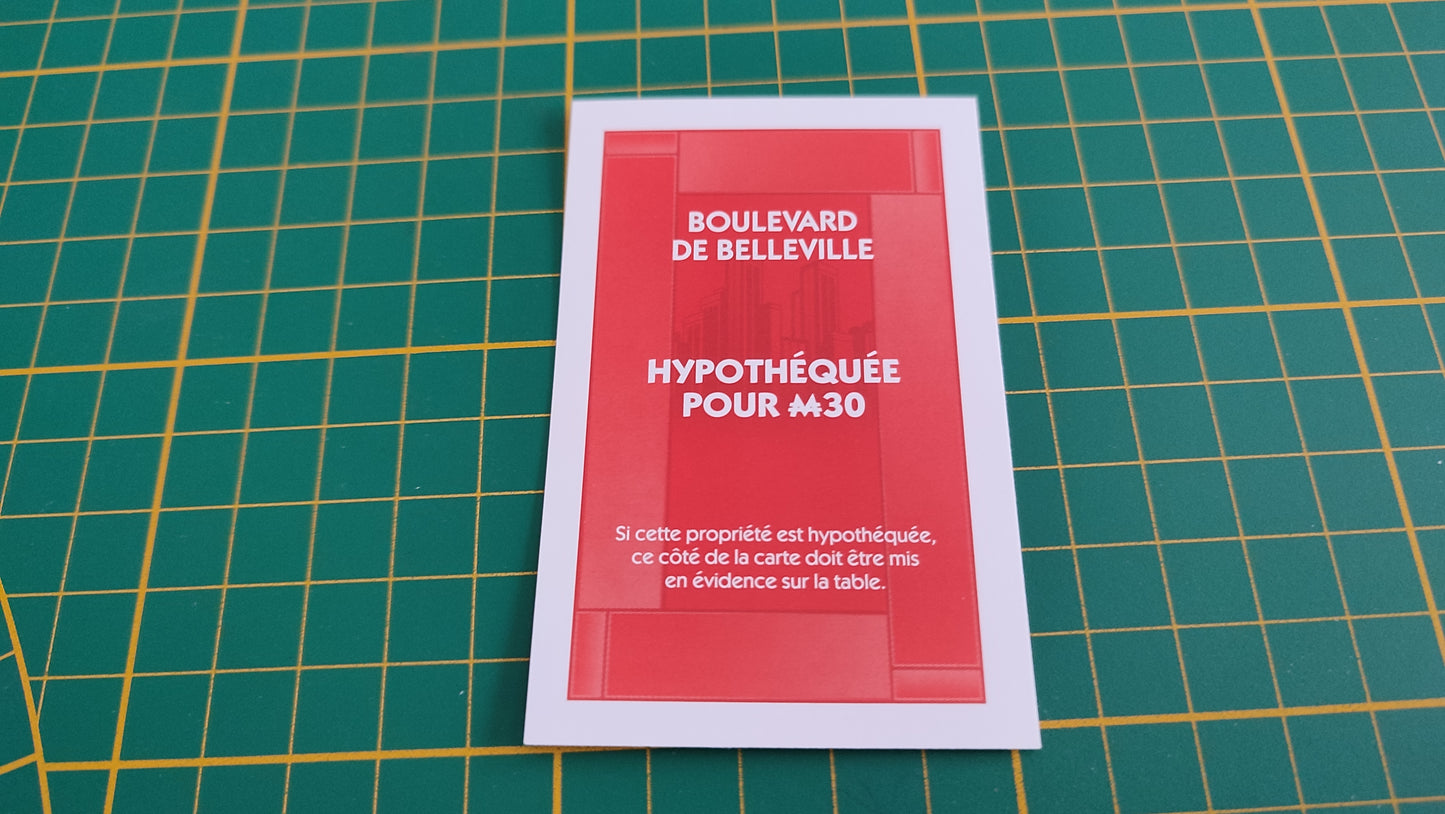 Titre de propriété Boulevard de Belleville pièce détachée jeu de société Monopoly parties rapides Hasbro #C25