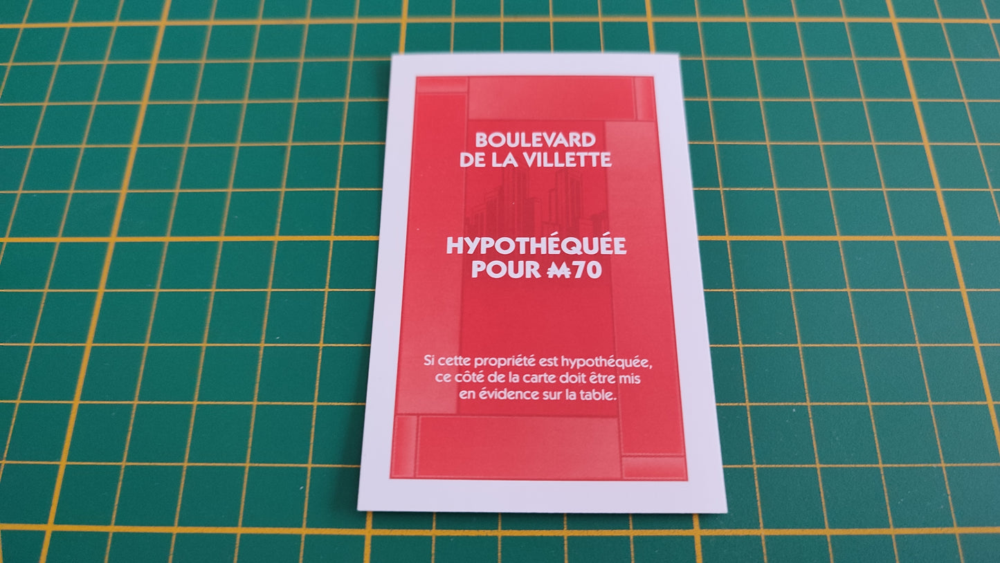 Titre de propriété Boulevard de la villette pièce détachée jeu de société Monopoly parties rapides Hasbro #C25