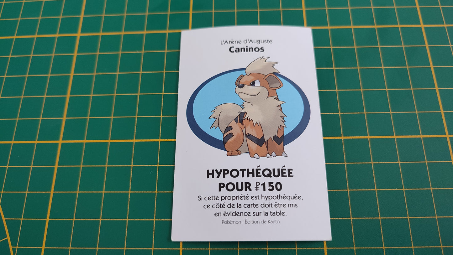 Titre de propriété Caninos pièce détachée jeu de société Monopoly Pokémon édition de Kanto #C43