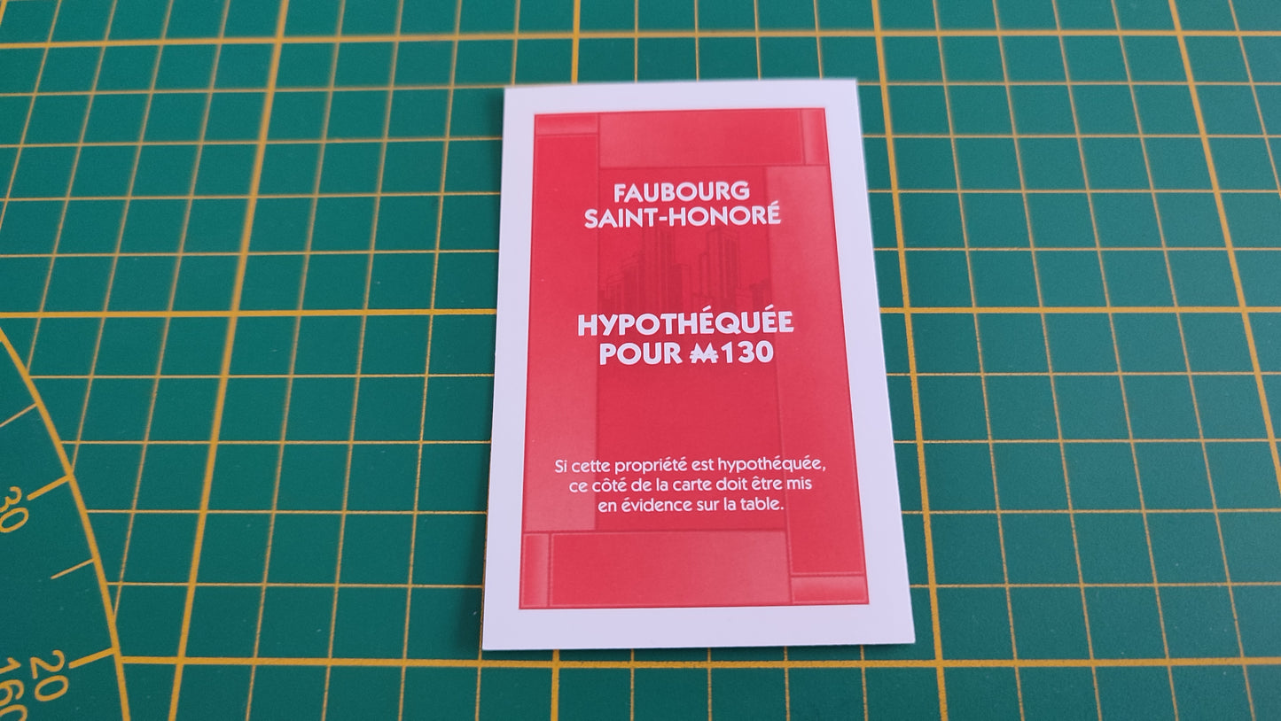 Titre de propriété Faubourg Saint-Honoré pièce détachée jeu de société Monopoly parties rapides Hasbro #C25