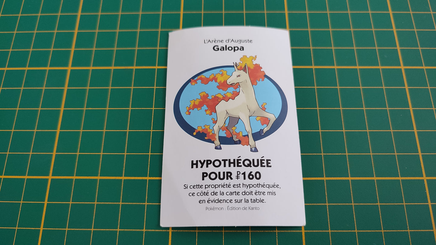 Titre de propriété Galopa pièce détachée jeu de société Monopoly Pokémon édition de Kanto #C43