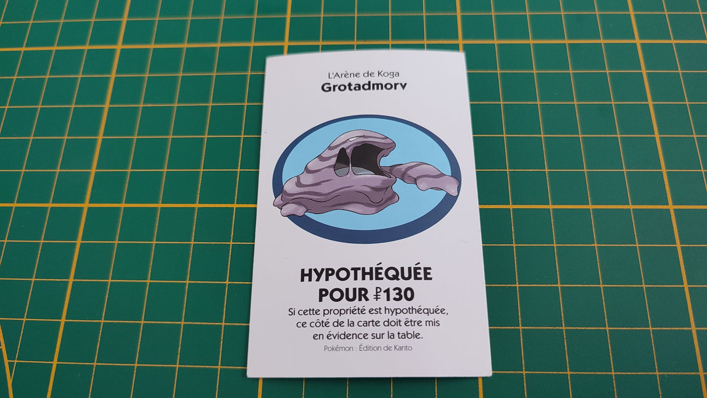 Titre de propriété Grotadmorv pièce détachée jeu de société Monopoly Pokémon édition de Kanto #C43