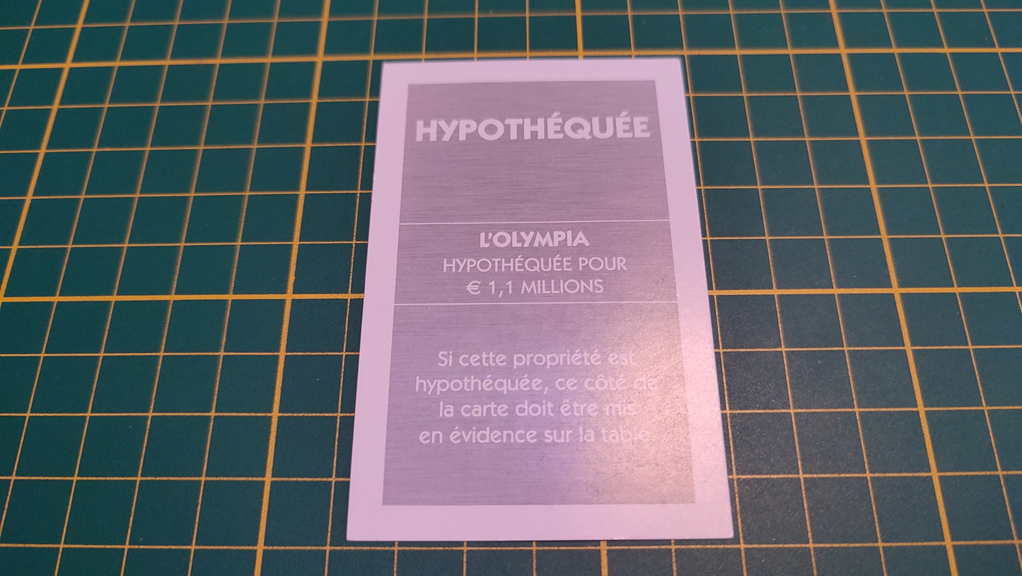 Titre de propriété L'Olympia pièce détachée jeu de société Monopoly Et si le Monopoly était inventé aujourd'hui #C22