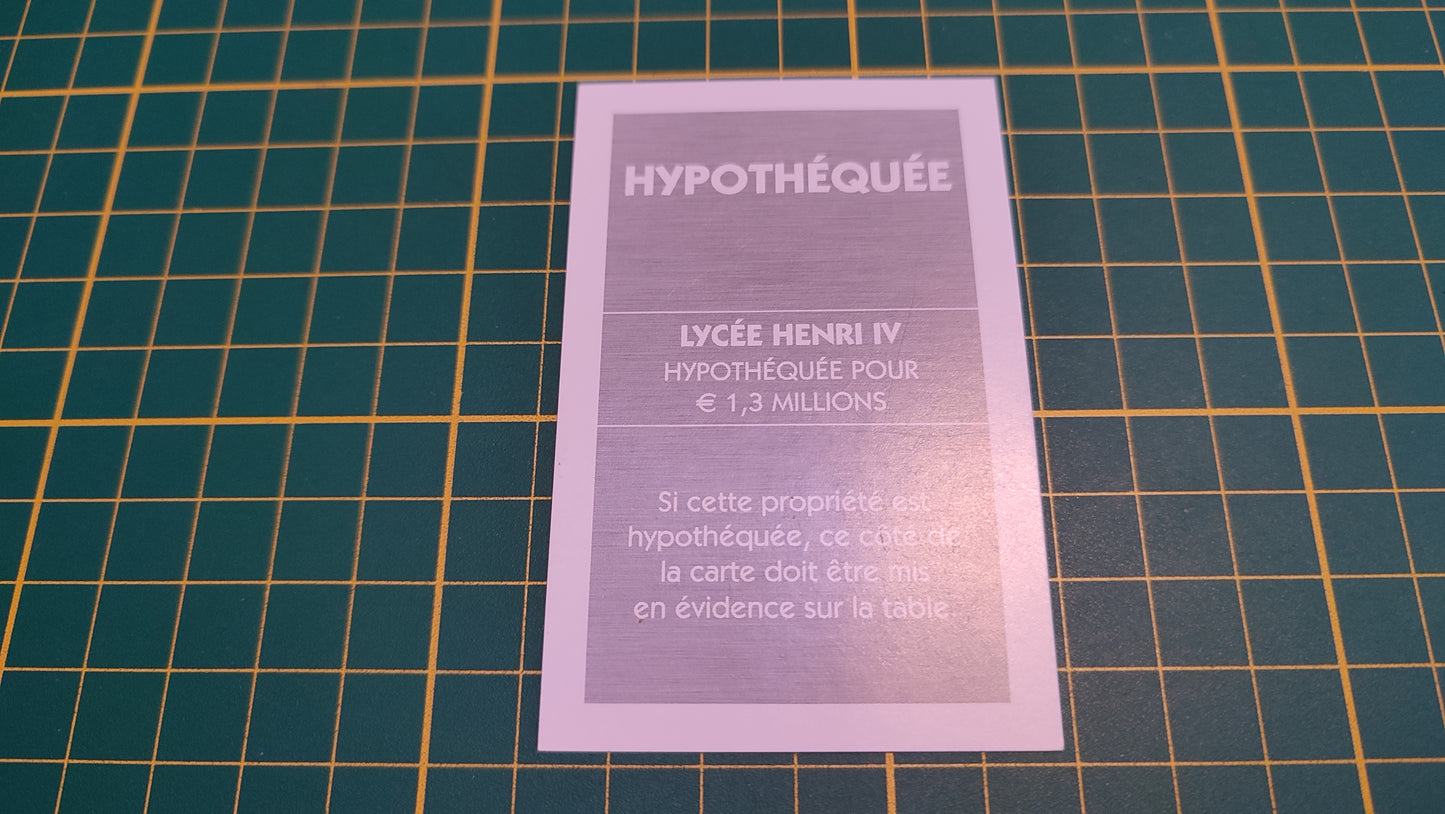 Titre de propriété Lycée Henry IV pièce détachée jeu de société Monopoly Et si le Monopoly était inventé aujourd'hui #C22