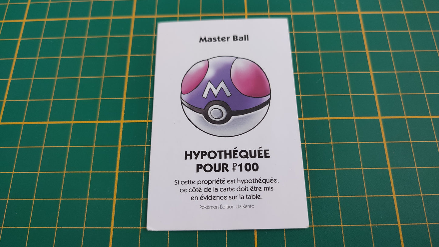 Titre de propriété Master Ball pièce détachée jeu de société Monopoly Pokémon édition de Kanto #C43