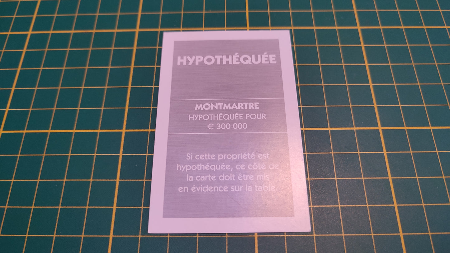 Titre de propriété Montmartre pièce détachée jeu de société Monopoly Et si le Monopoly était inventé aujourd'hui #C22