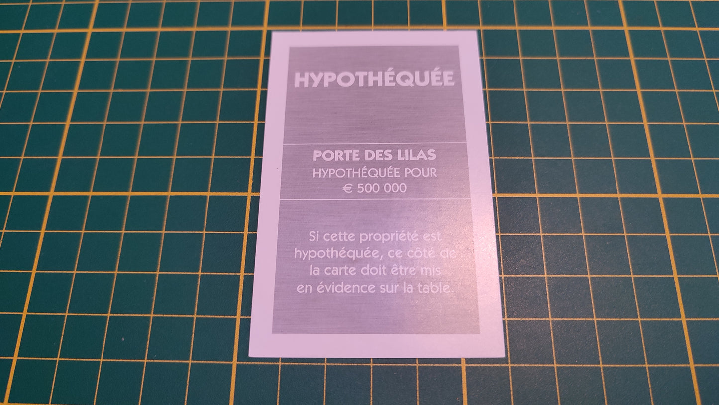 Titre de propriété Porte des lilas pièce détachée jeu de société Monopoly Et si le Monopoly était inventé aujourd'hui #C22