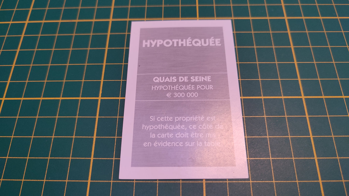 Titre de propriété Quais de seine pièce détachée jeu de société Monopoly Et si le Monopoly était inventé aujourd'hui #C22