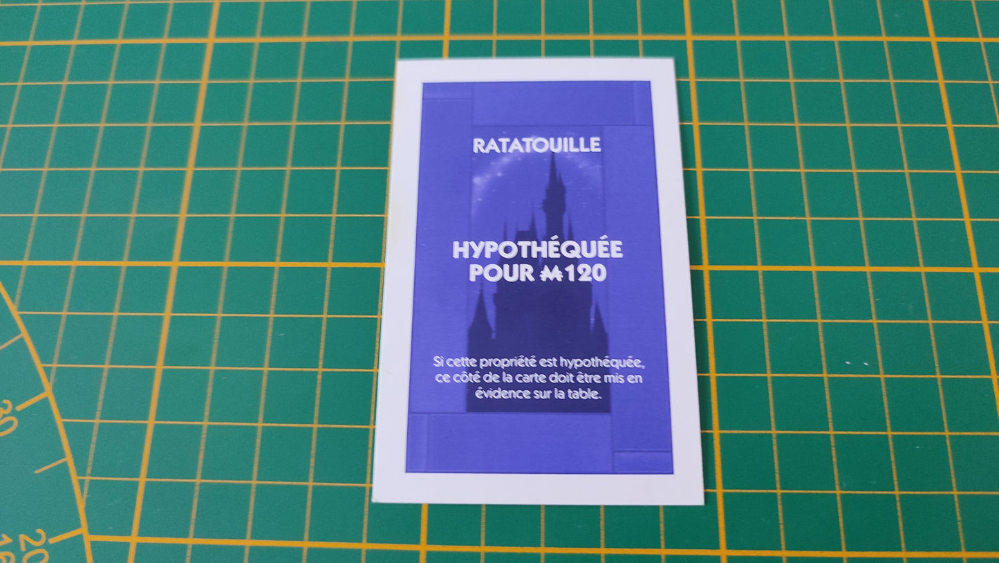 Titre de propriété Ratatouille pièce détachée jeu de société Monopoly Disney éditions Hasbro #B94