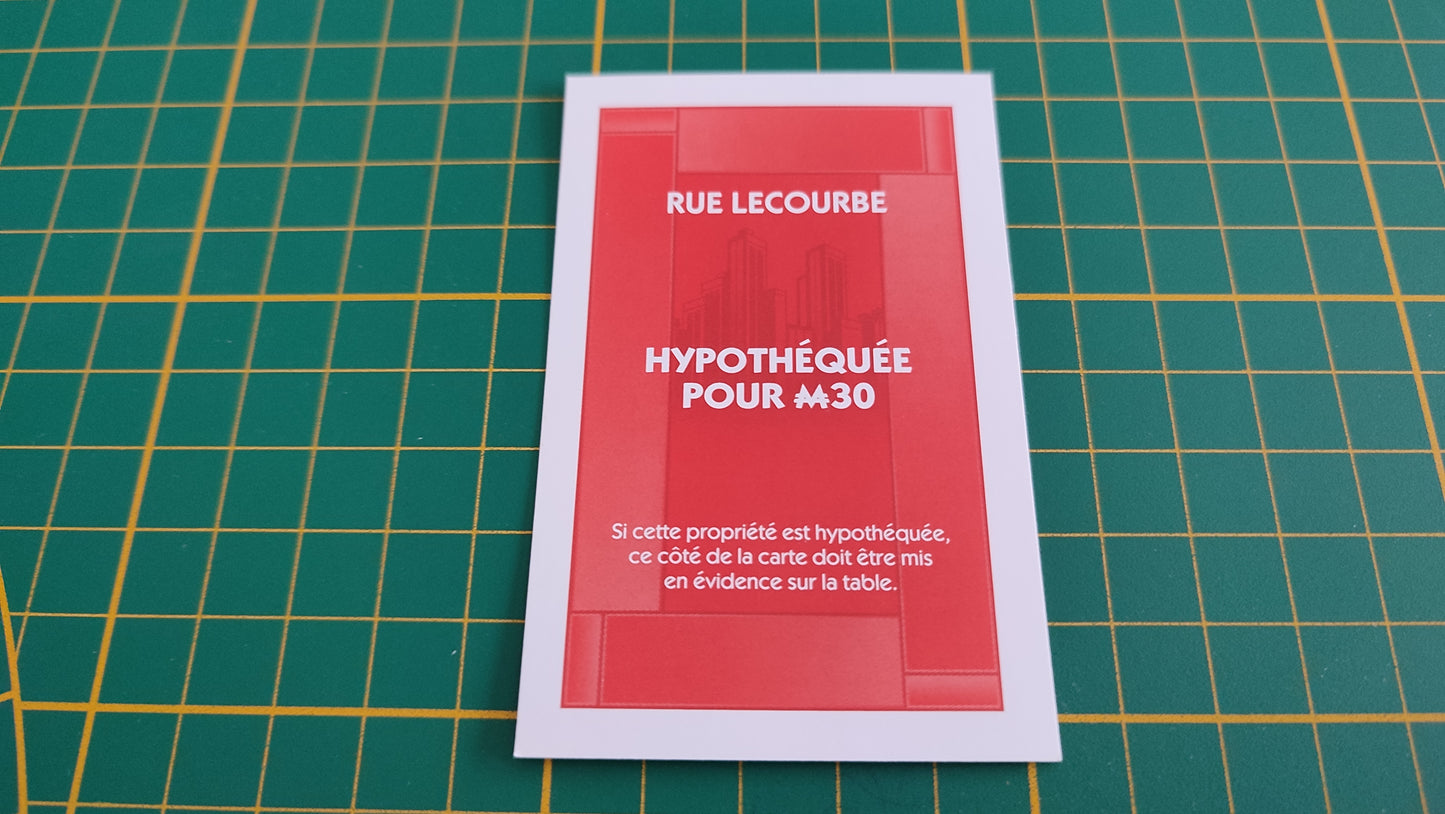 Titre de propriété Rue Lecourbe pièce détachée jeu de société Monopoly parties rapides Hasbro #C25