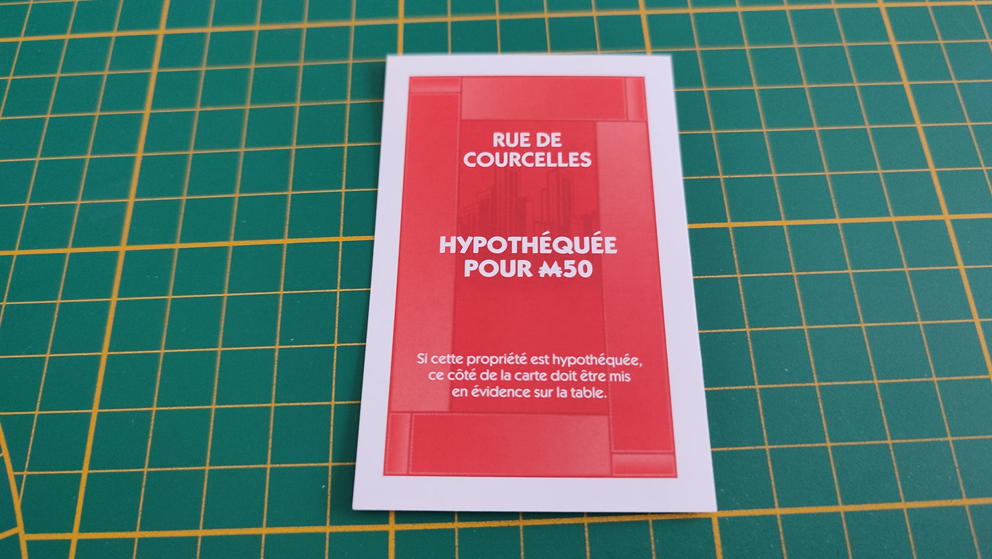 Titre de propriété Rue de Courcelles pièce détachée jeu de société Monopoly parties rapides Hasbro #C25