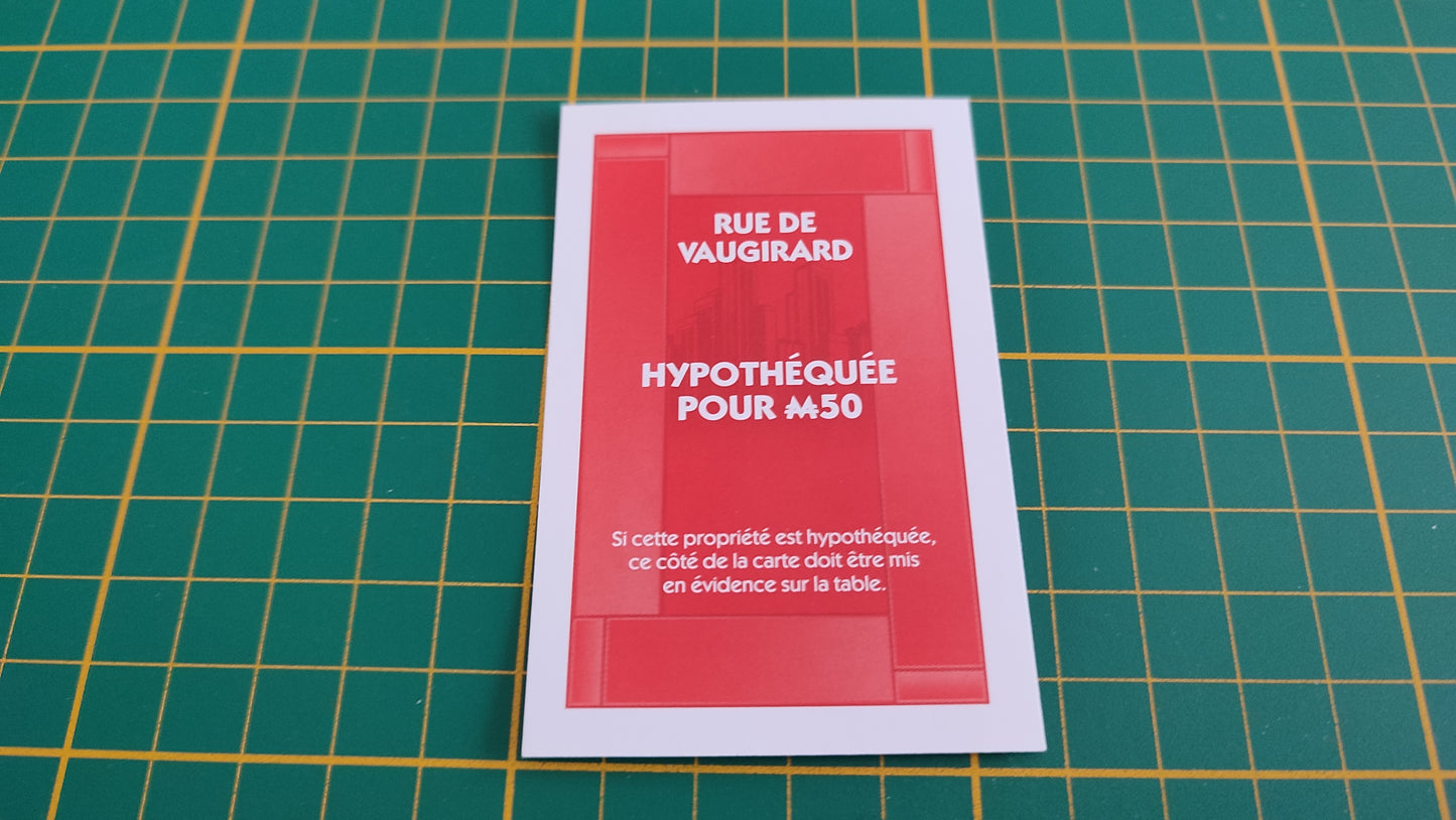 Titre de propriété Rue de Vaugirard pièce détachée jeu de société Monopoly parties rapides Hasbro #C25