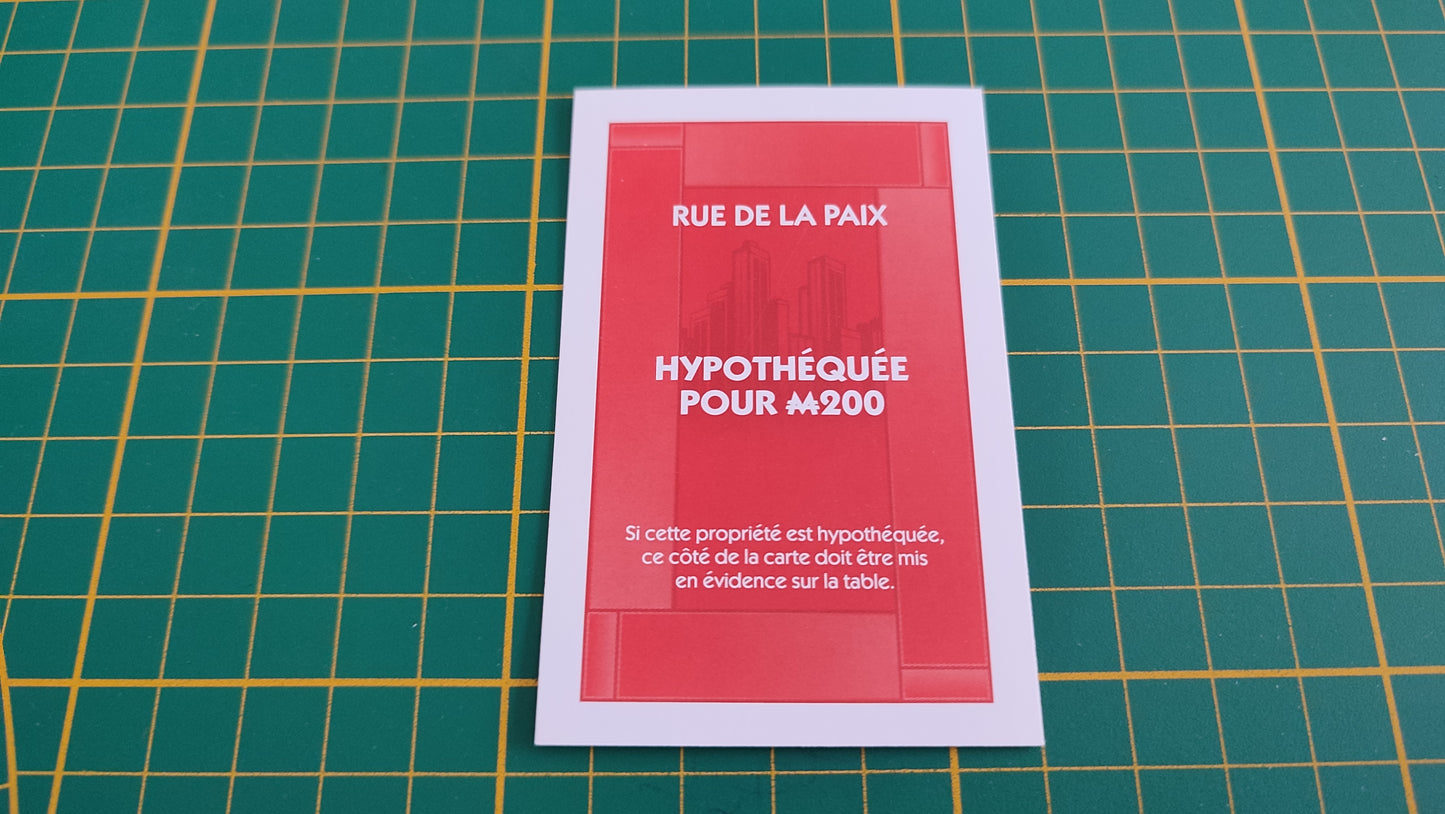 Titre de propriété Rue de la paix pièce détachée jeu de société Monopoly parties rapides Hasbro #C25