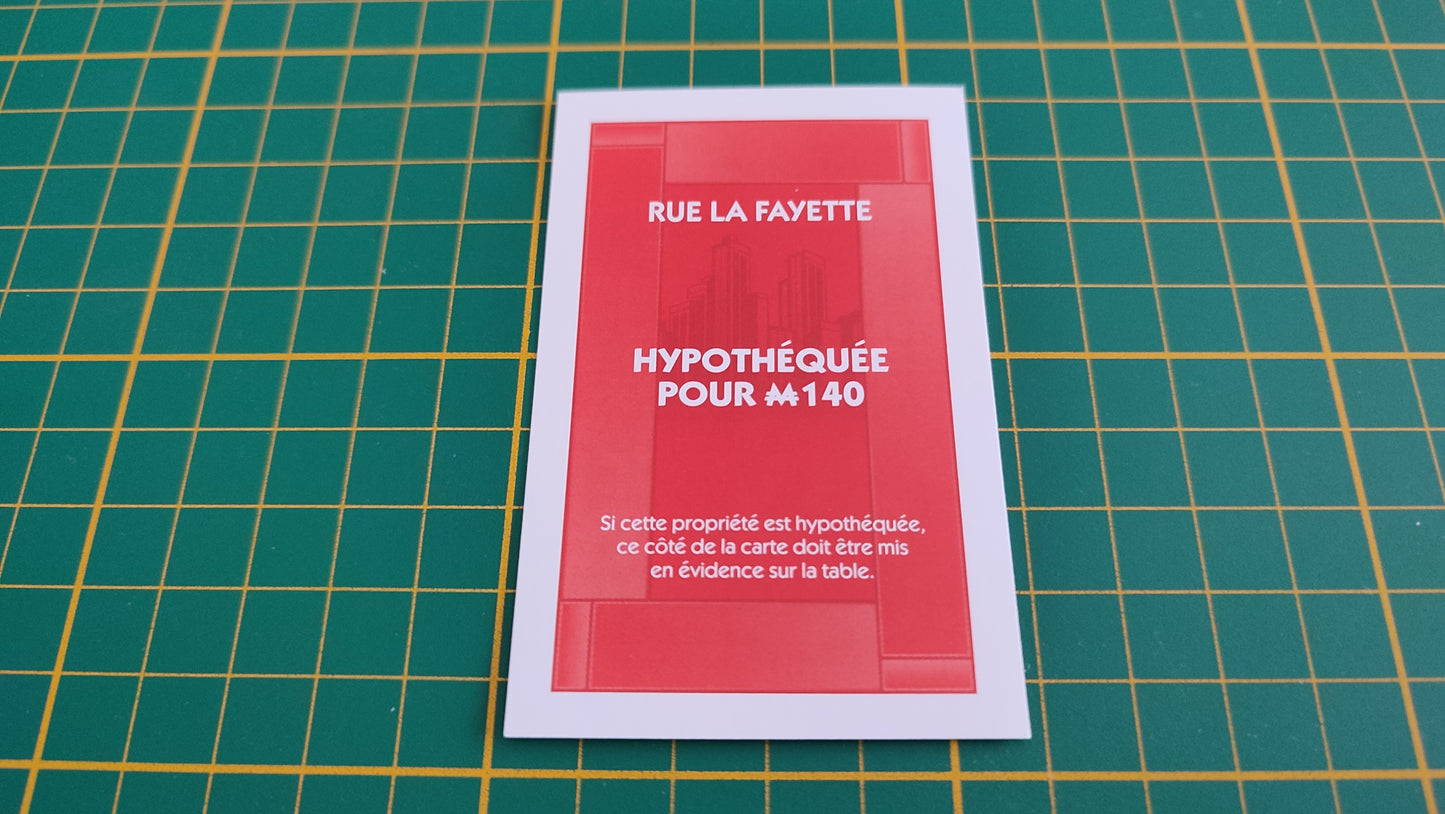 Titre de propriété Rue la Fayette pièce détachée jeu de société Monopoly parties rapides Hasbro #C25