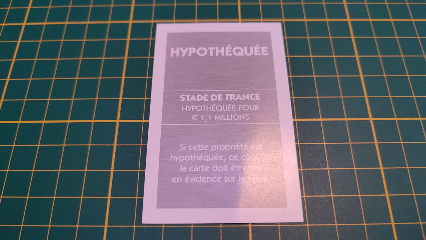 Titre de propriété Stade de France pièce détachée jeu de société Monopoly Et si le Monopoly était inventé aujourd'hui #C22