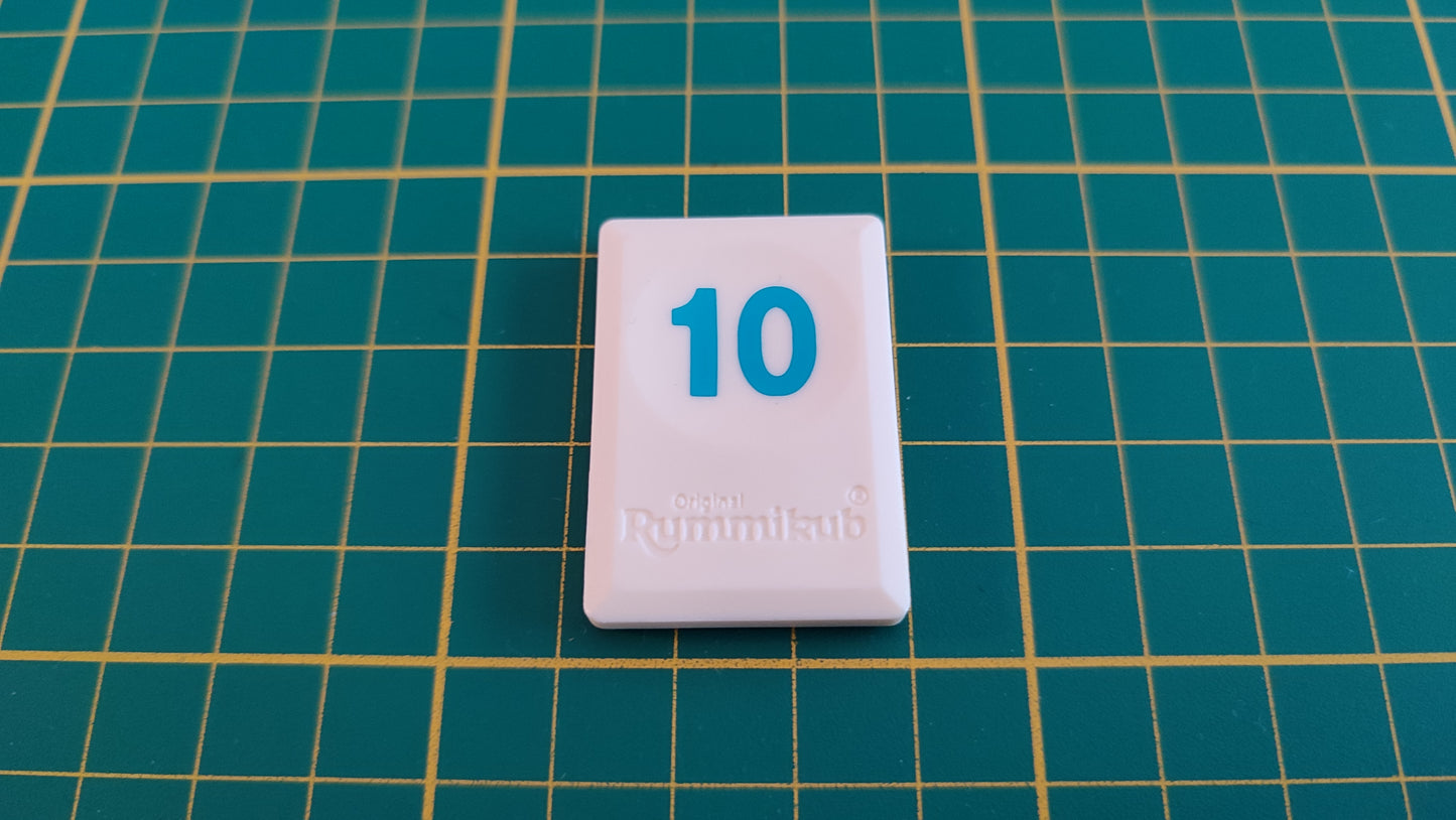 Tuile chiffre 10 dix bleu pièce détachée L'original Rummikub chiffres M&M Ventures 2014 #E31