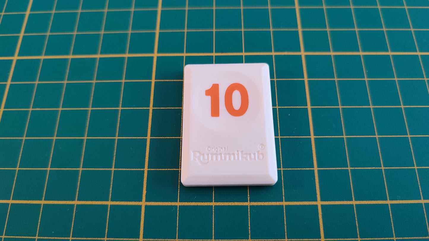 Tuile chiffre 10 dix orange pièce détachée L'original Rummikub chiffres M&M Ventures 2014 #E31