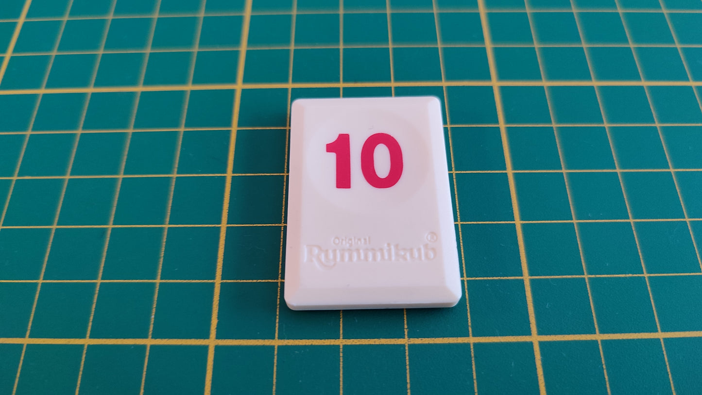 Tuile chiffre 10 dix rouge pièce détachée L'original Rummikub chiffres M&M Ventures 2014 #E31
