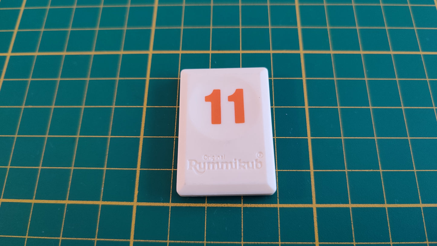 Tuile chiffre 11 onze orange pièce détachée L'original Rummikub chiffres M&M Ventures 2014 #E31