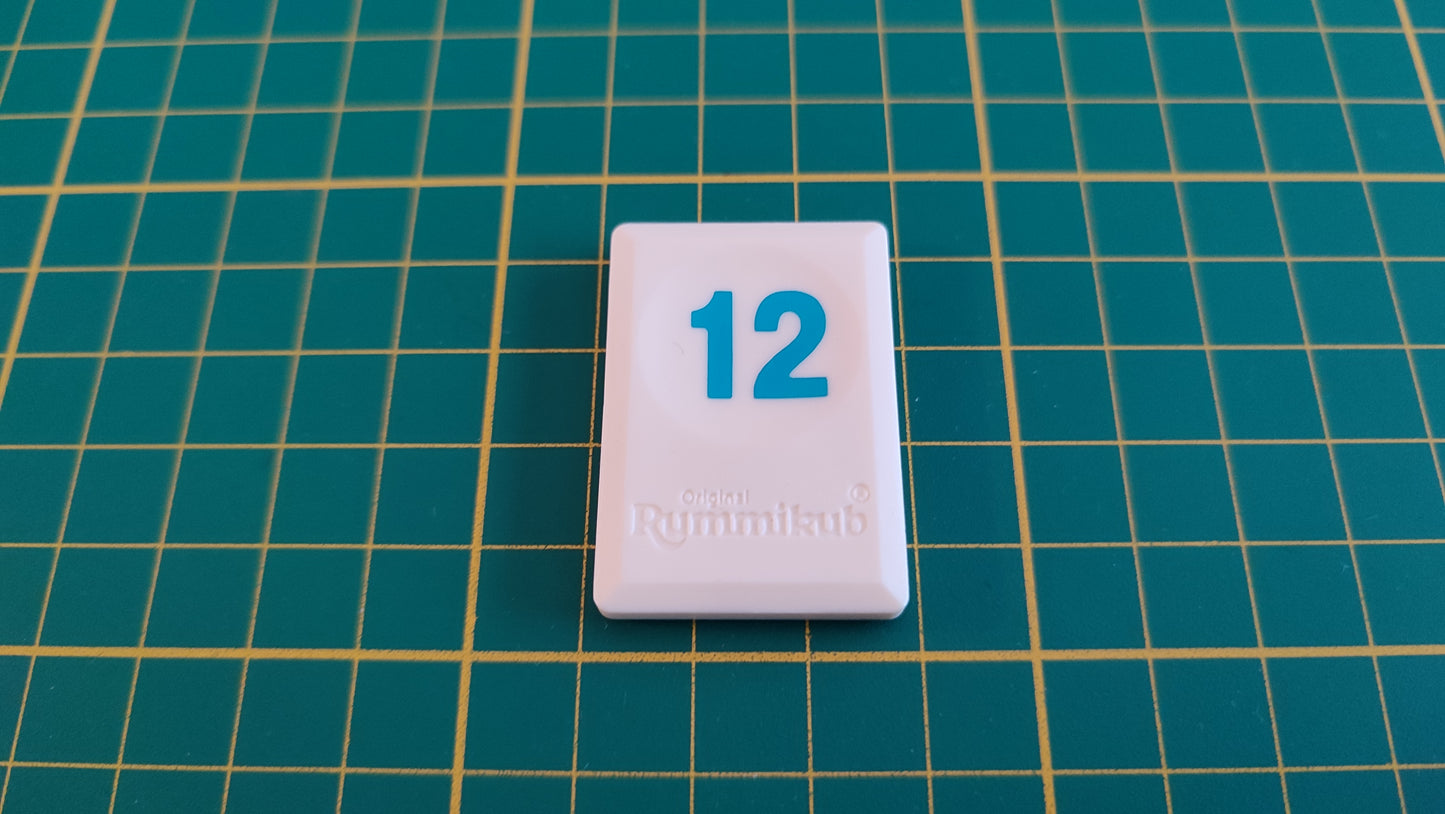 Tuile chiffre 12 douze bleu pièce détachée L'original Rummikub chiffres M&M Ventures 2014 #E31