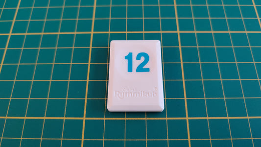 Tuile chiffre 12 douze bleu pièce détachée L'original Rummikub chiffres M&M Ventures 2014 #E31