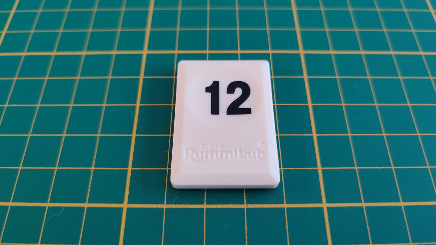 Tuile chiffre 12 douze noir pièce détachée L'original Rummikub chiffres M&M Ventures 2014 #C39