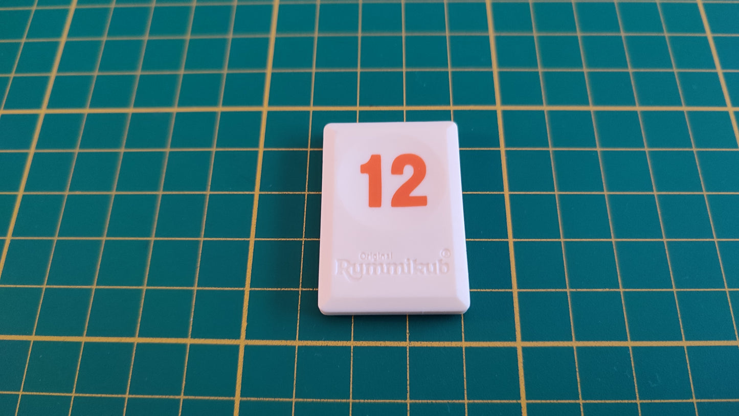 Tuile chiffre 12 douze orange pièce détachée L'original Rummikub chiffres M&M Ventures 2014 #E31