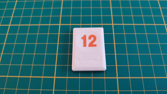 Tuile chiffre 12 douze orange pièce détachée L'original Rummikub chiffres M&M Ventures 2014 #E31