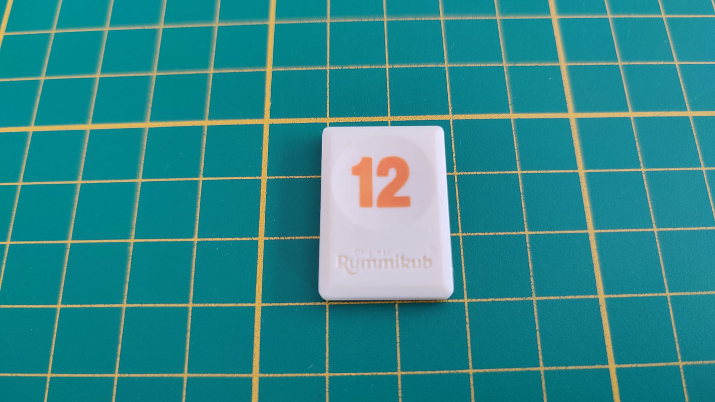 Tuile chiffre 12 douze orange pièce détachée jeu de société Rummikub Le rami des chiffres jeu de voyage Hasbro #C68