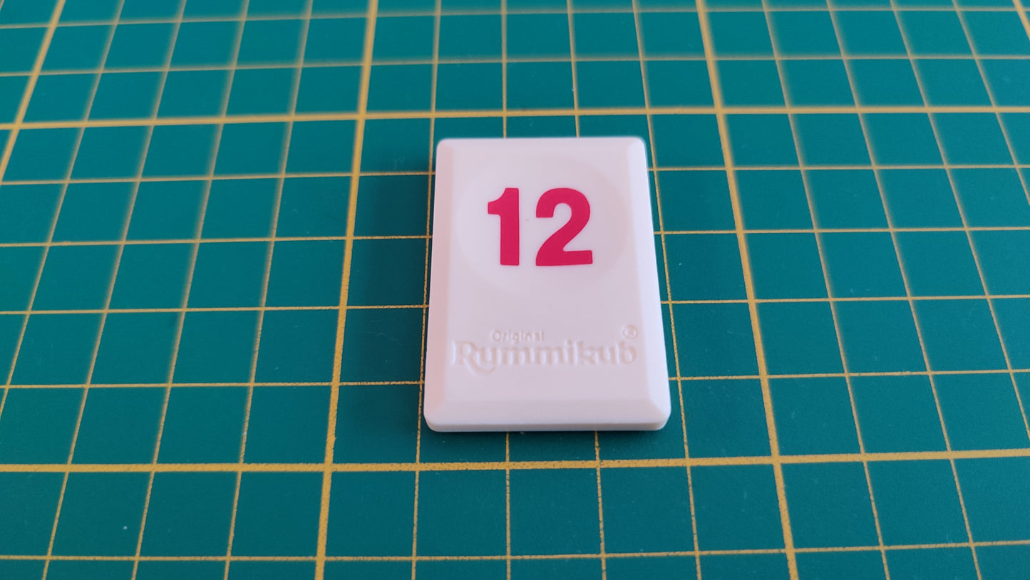 Tuile chiffre 12 douze rouge pièce détachée L'original Rummikub chiffres M&M Ventures 2014 #E31