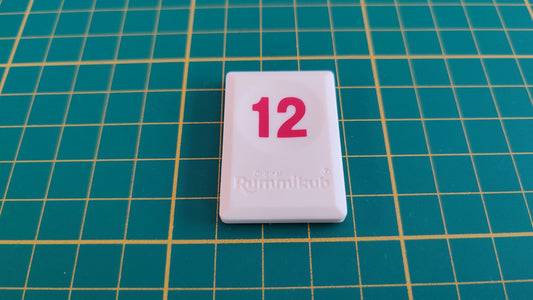 Tuile chiffre 12 douze rouge pièce détachée L'original Rummikub chiffres M&M Ventures 2014 #E31