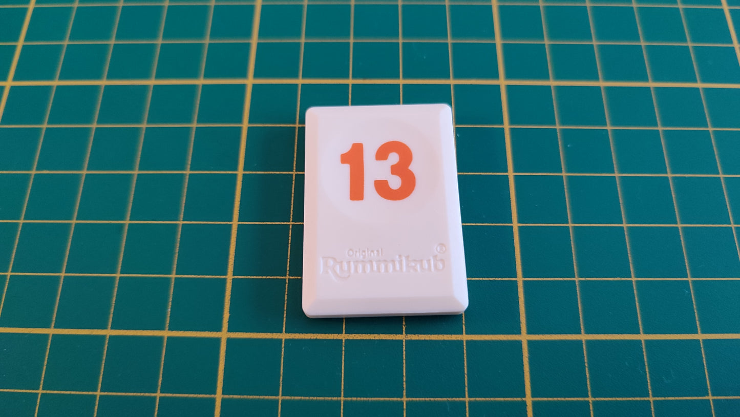 Tuile chiffre 13 treize orange pièce détachée L'original Rummikub chiffres M&M Ventures 2014 #E31