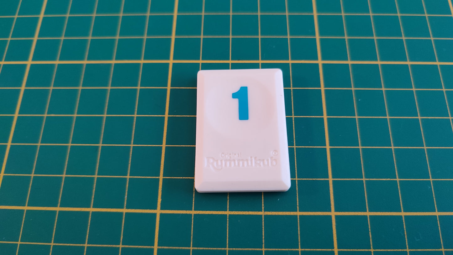 Tuile chiffre 1 un bleu pièce détachée L'original Rummikub chiffres M&M Ventures 2014 #C39