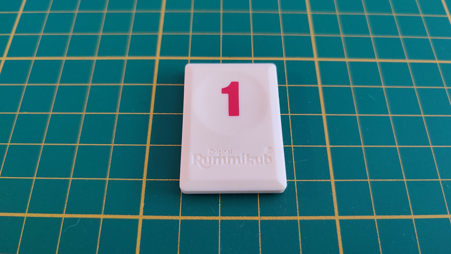 Tuile chiffre 1 un rouge pièce détachée L'original Rummikub chiffres M&M Ventures 2014 #E31