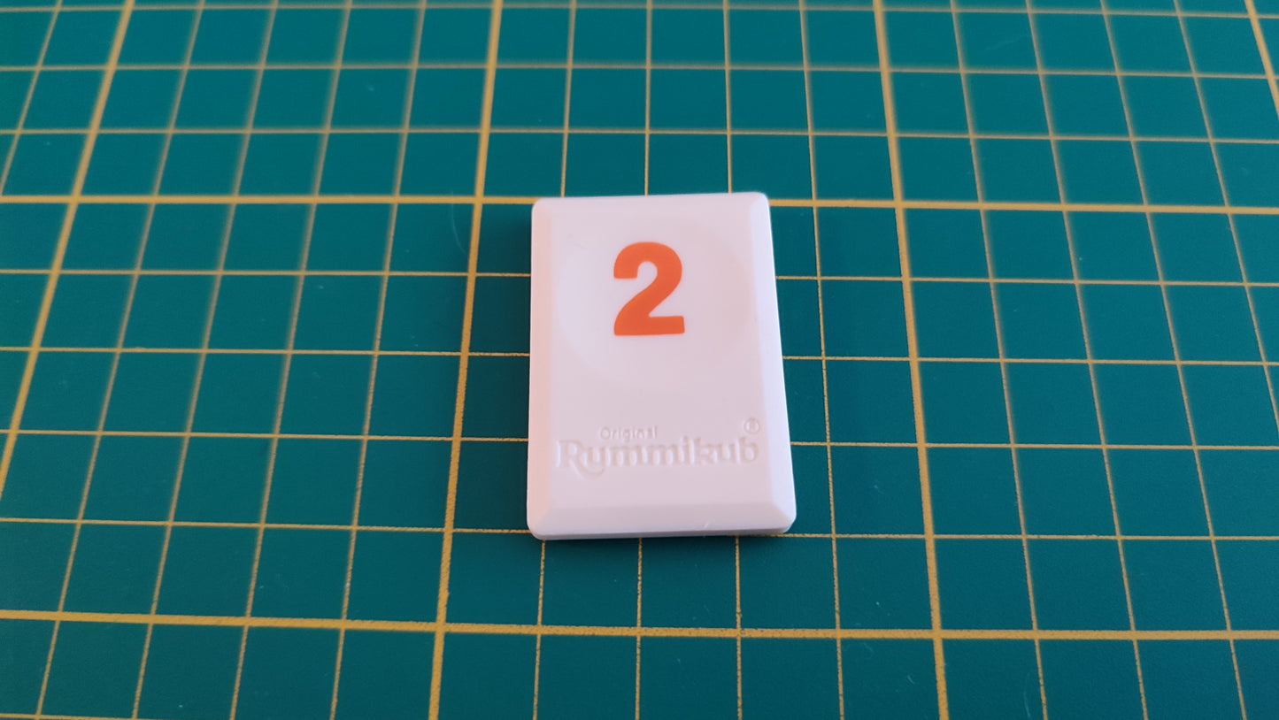 Tuile chiffre 2 deux orange pièce détachée L'original Rummikub chiffres M&M Ventures 2014 #E31