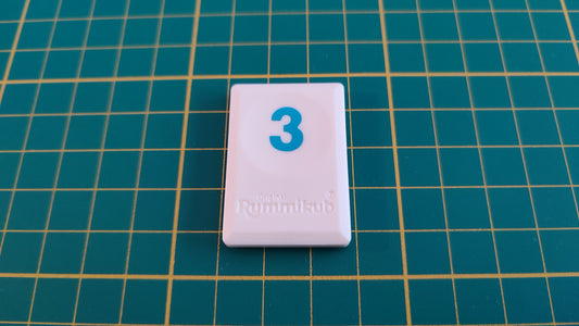 Tuile chiffre 3 trois bleu pièce détachée L'original Rummikub chiffres M&M Ventures 2014 #E31