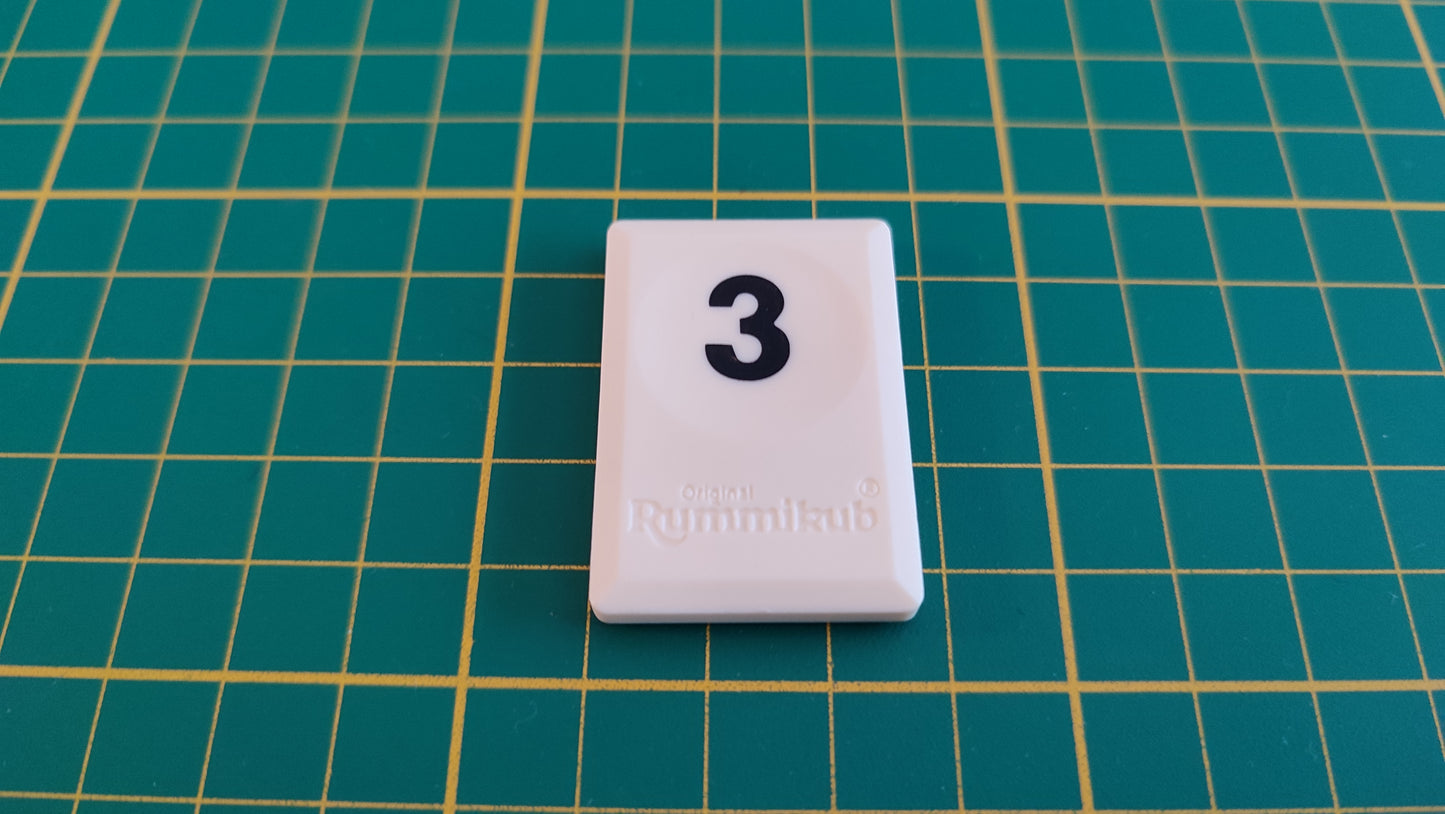 Tuile chiffre 3 trois noir pièce détachée L'original Rummikub chiffres M&M Ventures 2014 #E31