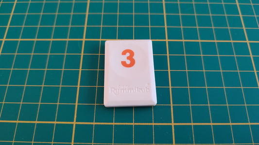 Tuile chiffre 3 trois orange pièce détachée L'original Rummikub chiffres M&M Ventures 2014 #E31