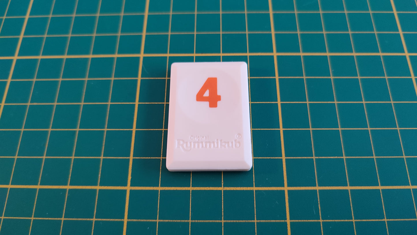 Tuile chiffre 4 quatre orange pièce détachée L'original Rummikub chiffres M&M Ventures 2014 #C39