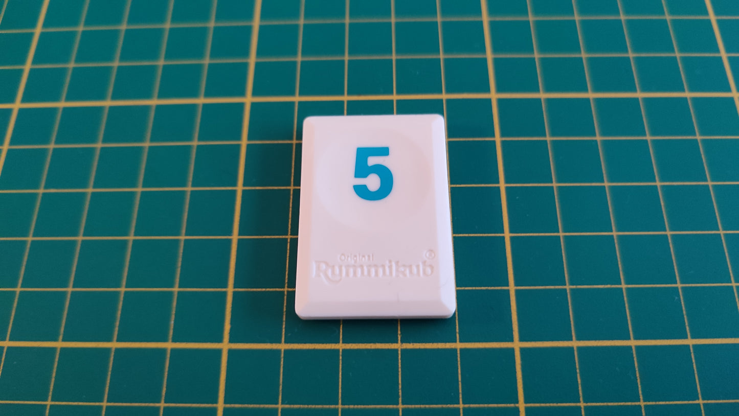 Tuile chiffre 5 cinq bleu pièce détachée L'original Rummikub chiffres M&M Ventures 2014 #E31