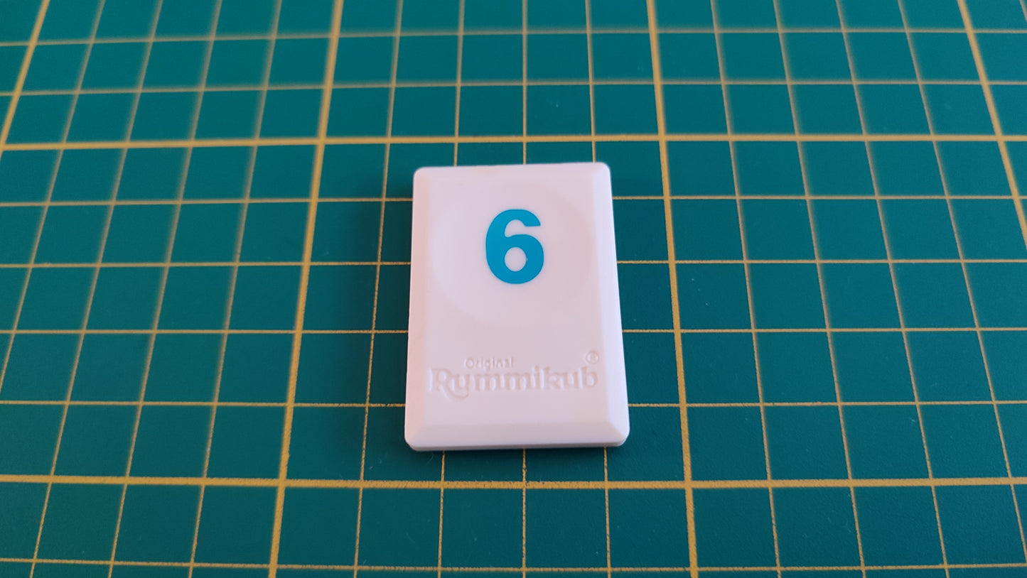 Tuile chiffre 6 six bleu pièce détachée L'original Rummikub chiffres M&M Ventures 2014 #E31
