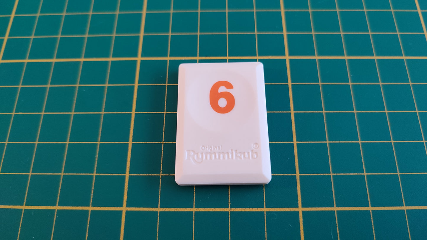 Tuile chiffre 6 six orange pièce détachée L'original Rummikub chiffres M&M Ventures 2014 #E31