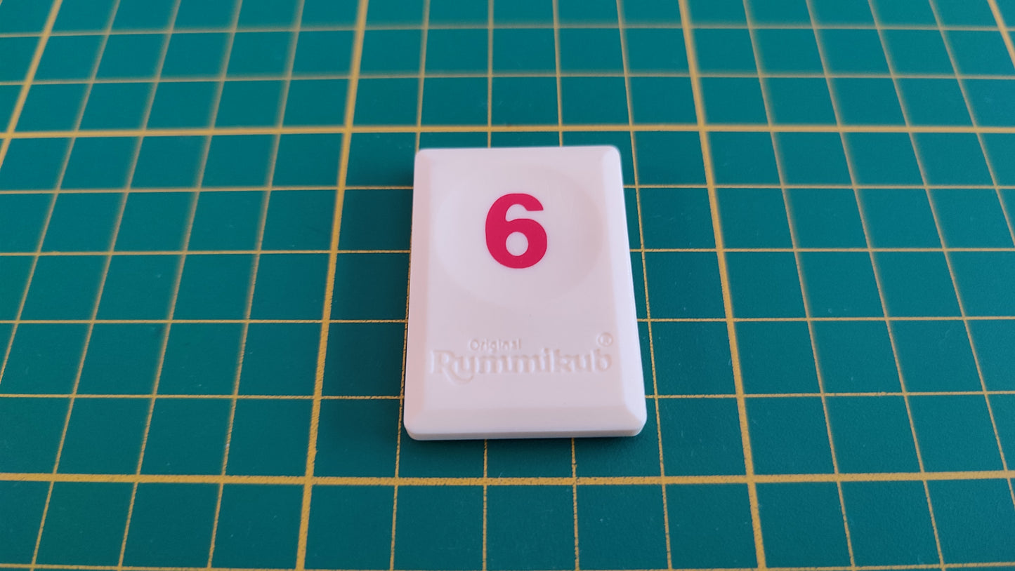 Tuile chiffre 6 six rouge pièce détachée L'original Rummikub chiffres M&M Ventures 2014 #E31