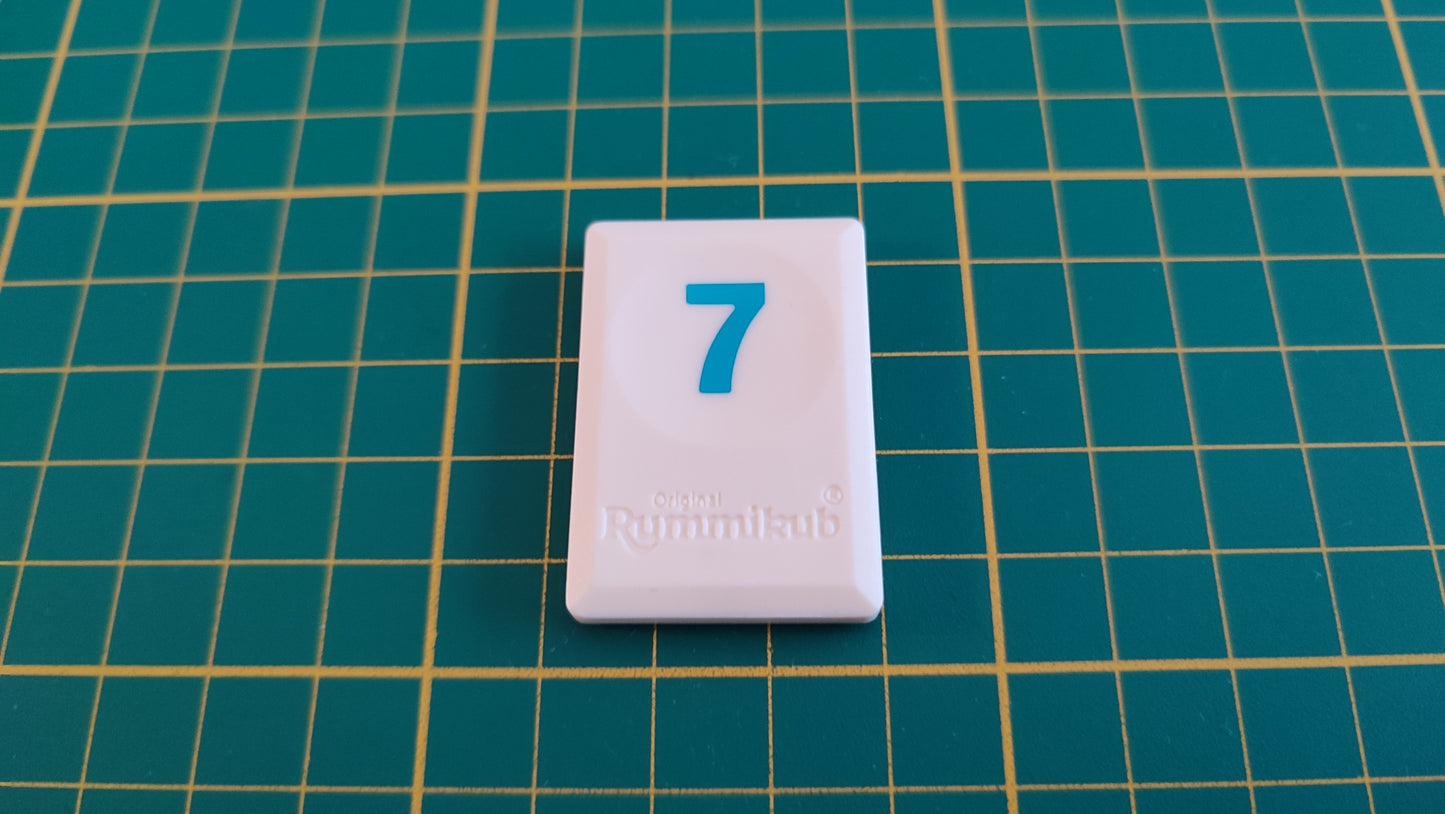 Tuile chiffre 7 sept bleu pièce détachée L'original Rummikub chiffres M&M Ventures 2014 #C39