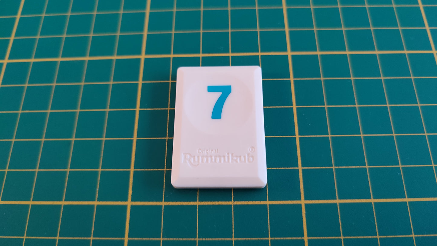 Tuile chiffre 7 sept bleu pièce détachée L'original Rummikub chiffres M&M Ventures 2014 #E31